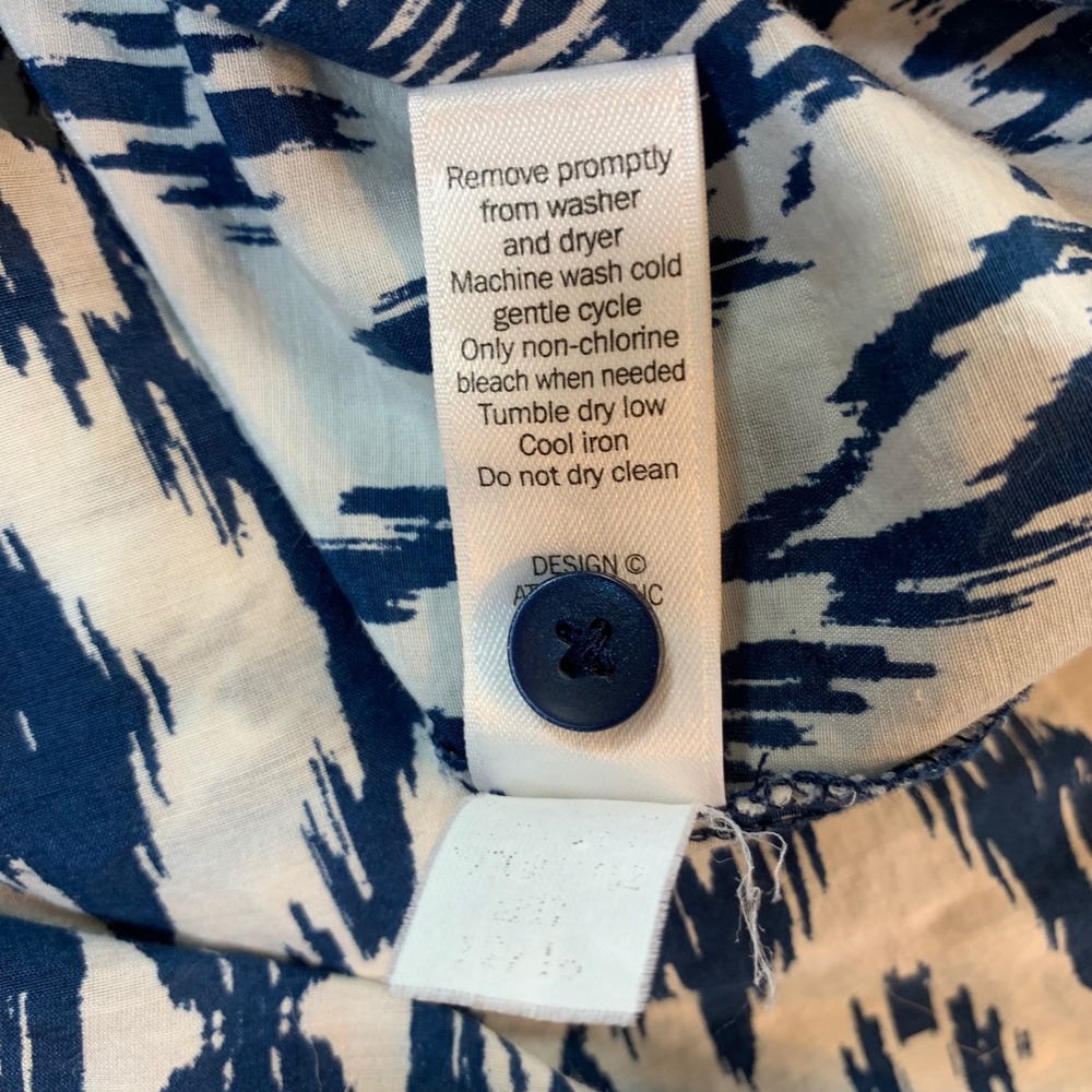 Athleta Ikat Print Tunic Top Women XXS Blue White Cotton Silk Shirt Dress Preppy - Picture 6 of 14